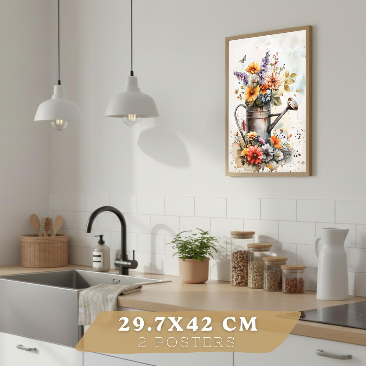 PLAKAT Sada 2 Váza A3 Černý rám - černá, papír (29.7/1/42cm) - Nacnic