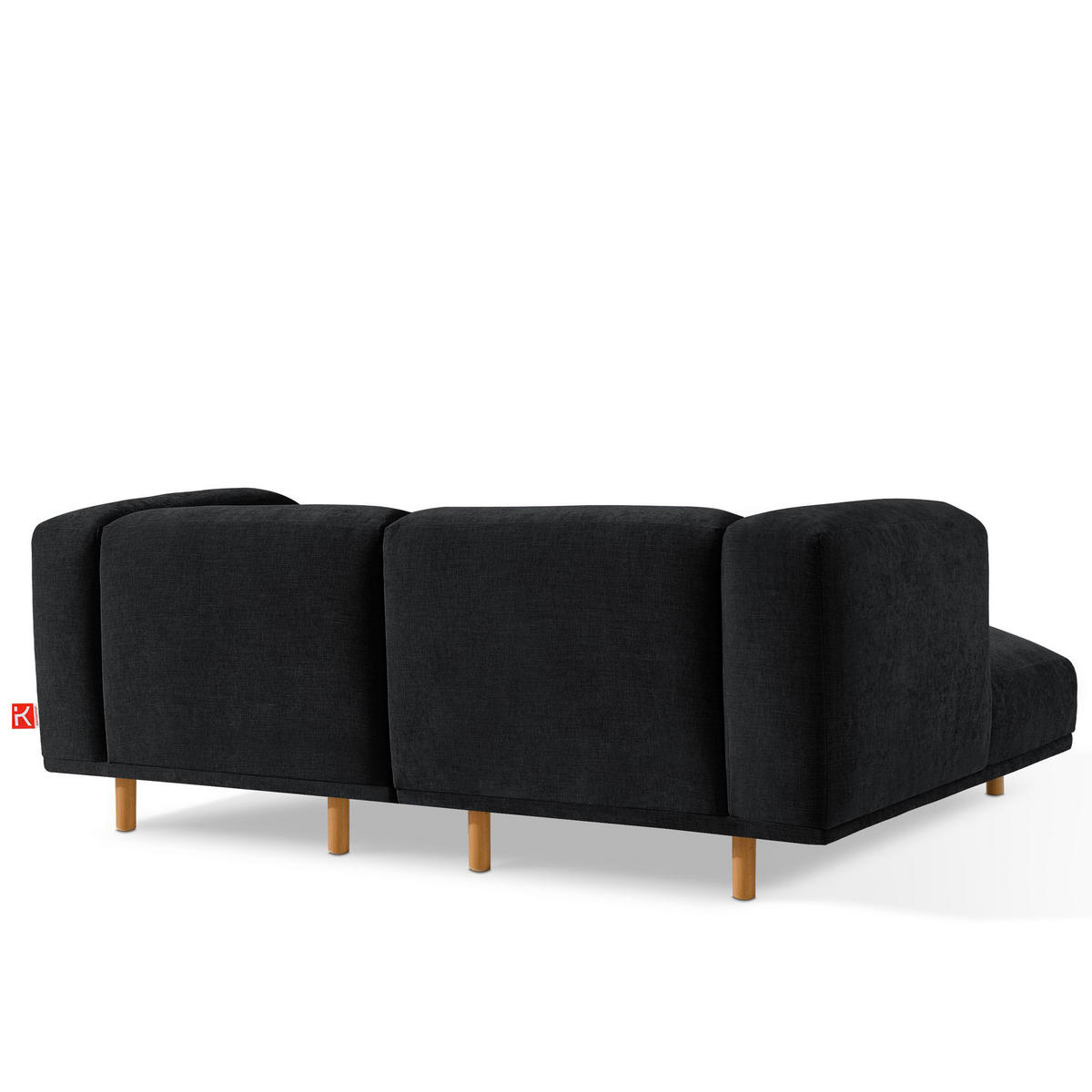 ECKSOFA-LINKS FOSERO, Chenille-Stoff - Anthrazit/Buchefarben, Holz/Holzwerkstoff (204/155cm) - KONSIMO®