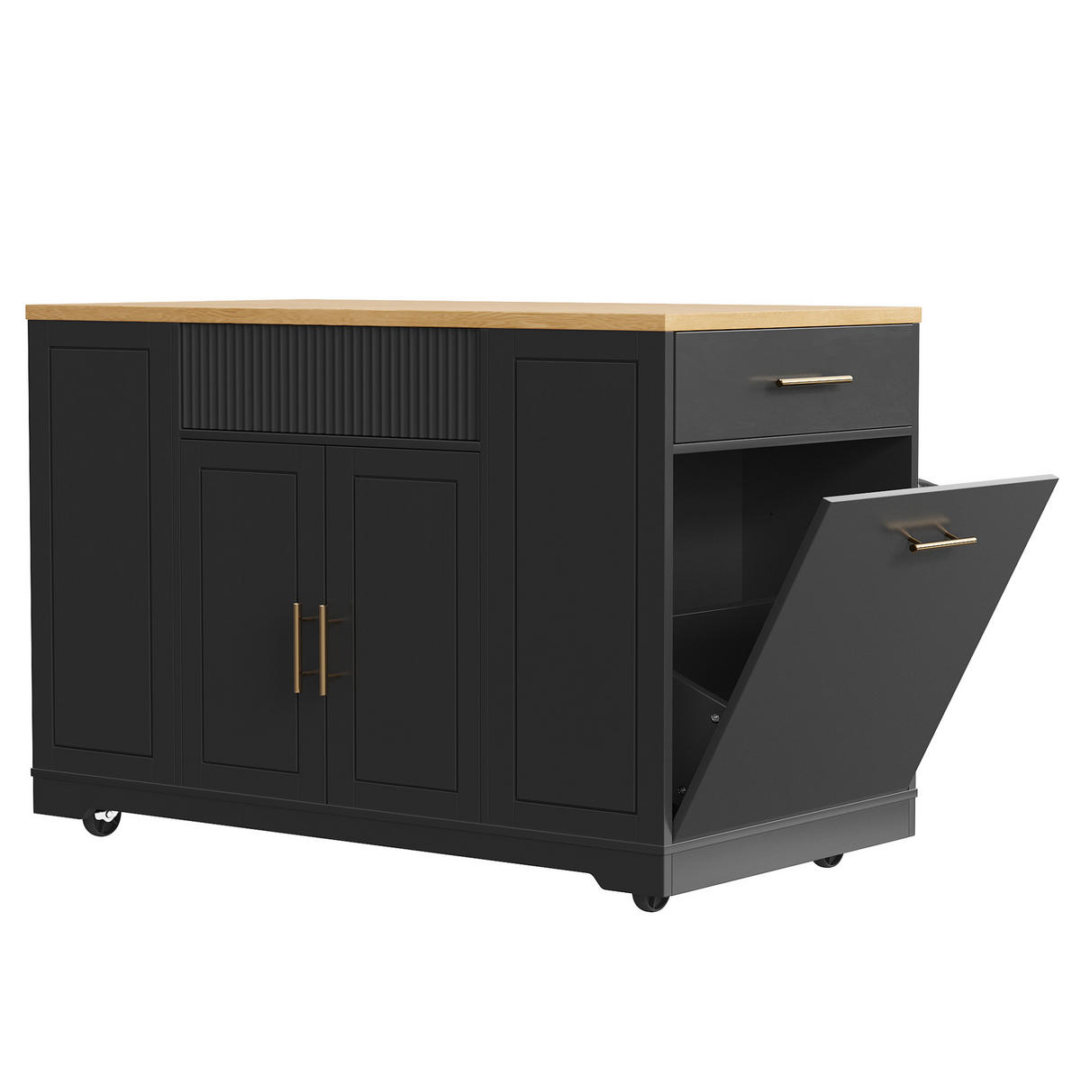 KÜCHENINSEL mit Rollen und Stauraum 120 x 50 x 92 cm Black - Schwarz, Metall (50/92/120cm) - Beauniv