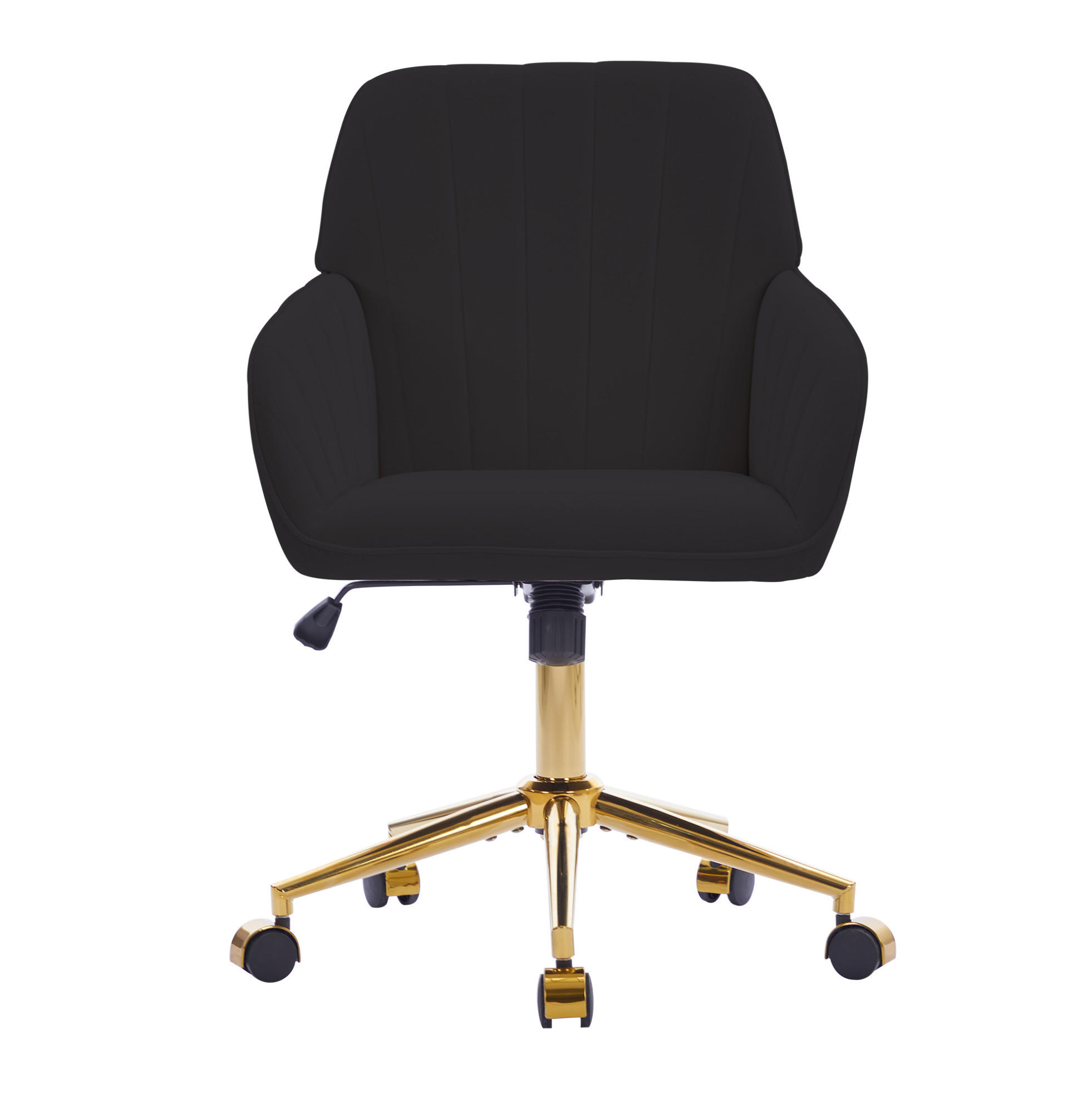 DREHSTUHL Sitzhöhe 60/62/97 cm schwarz aus Samt mit Ergonomie - Schwarz, Textil (60/97/62cm) - OKWISH