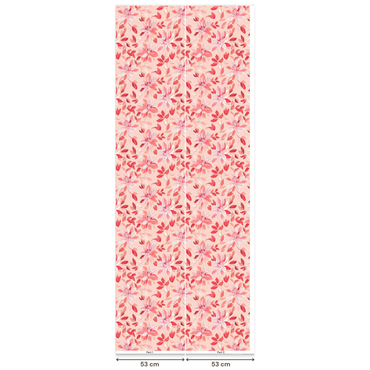 TAPETE - Botanisch - Blumen - Rot - 100x240 cm - Koralle, Papier (100/240cm) - OnlyWow