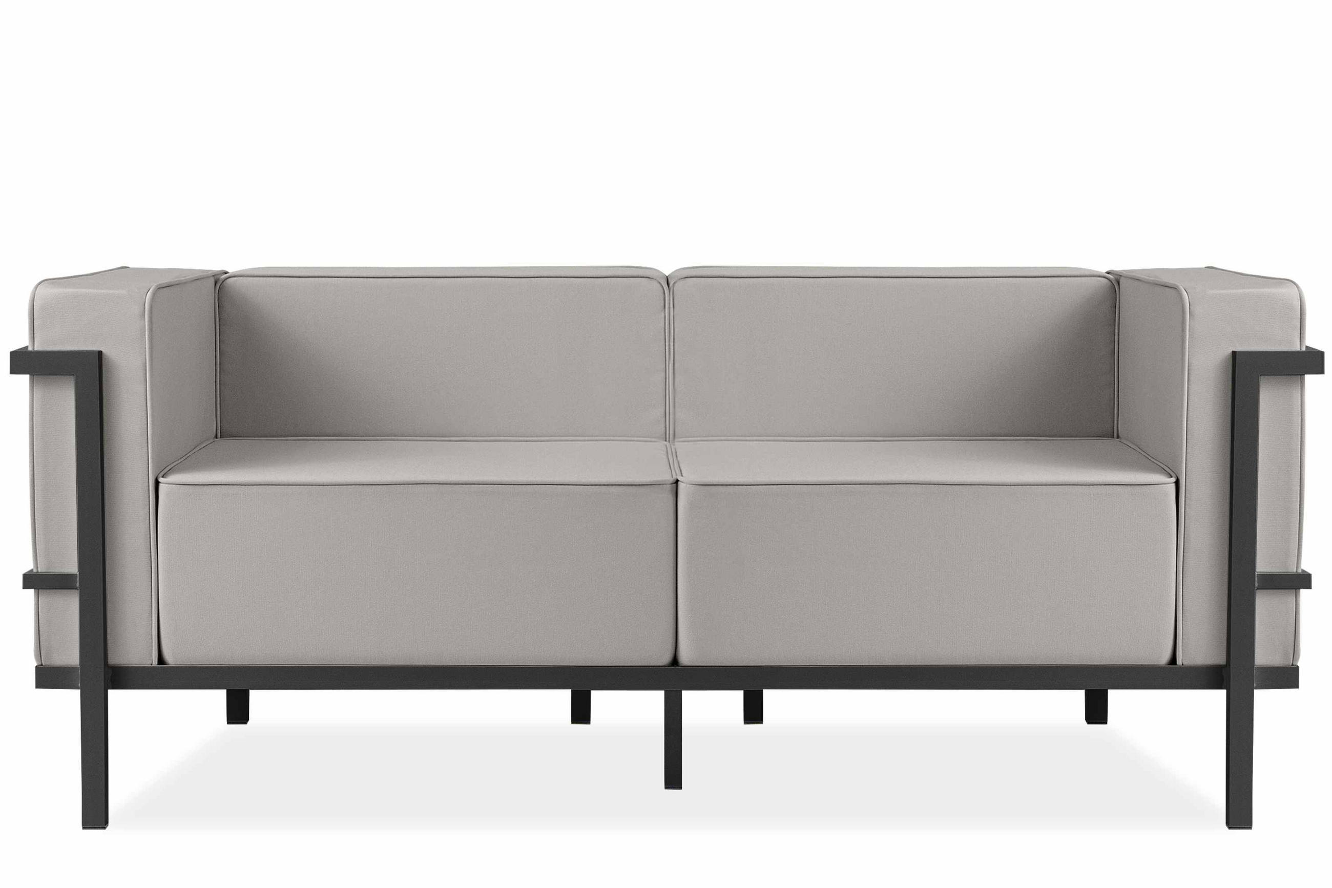 GARTENSOFA TRIGLO 2-Personen, Stahlrahmen, Modern, Dunkelgrau/Hellgrau - Dunkelgrau/Hellgrau, Textil/Metall (164/70/69cm) - KONSIMO®