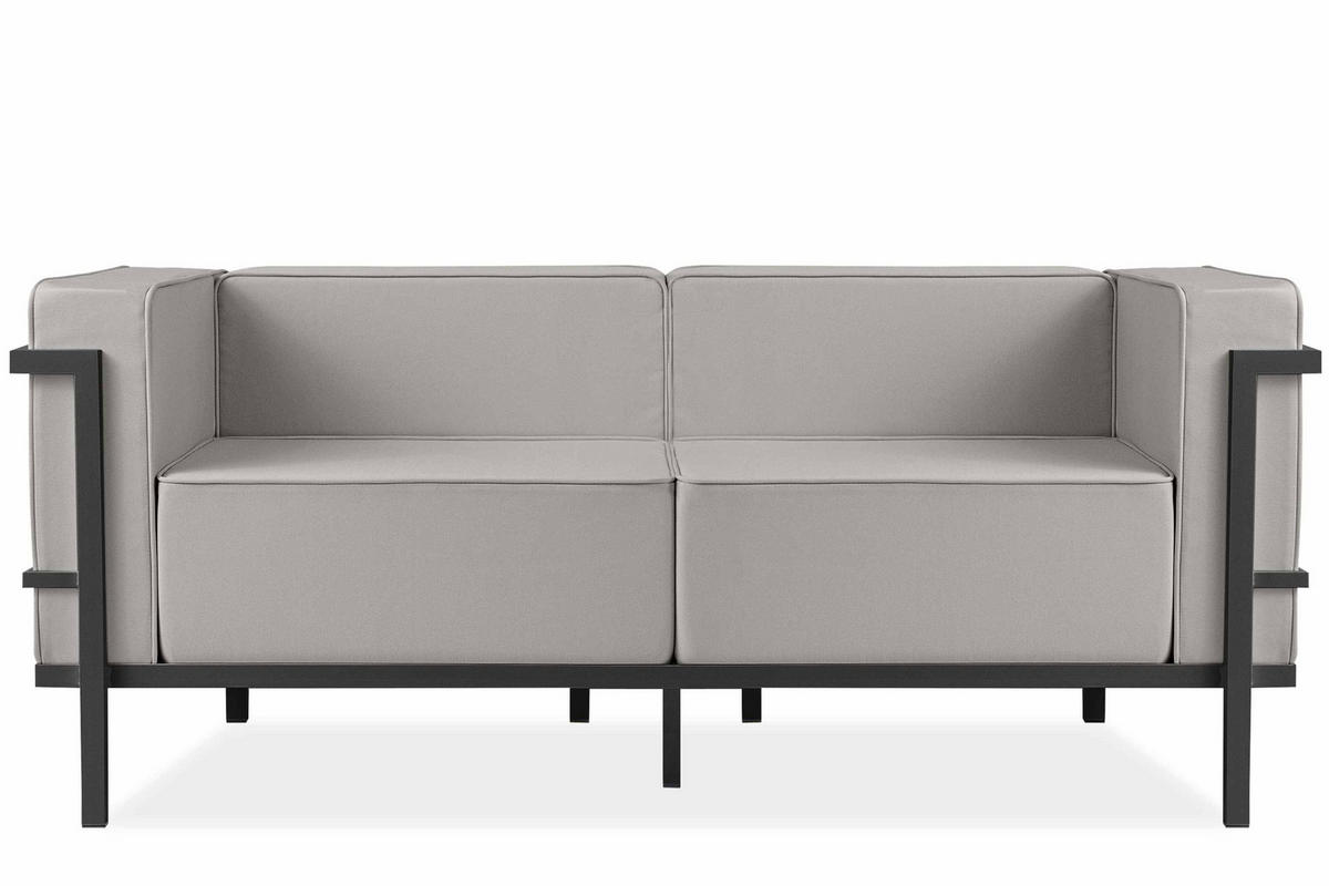 GARTENSOFA TRIGLO 2-Personen, Stahlrahmen, Modern, Dunkelgrau/Hellgrau - Dunkelgrau/Hellgrau, Textil/Metall (164/70/69cm) - KONSIMO®