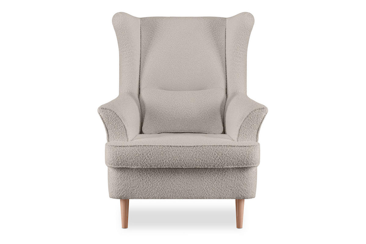 OHRENSESSEL STRALIS mit Sitzhocker, hellbeige - Beige, Textil (82/108/80cm) - KONSIMO®