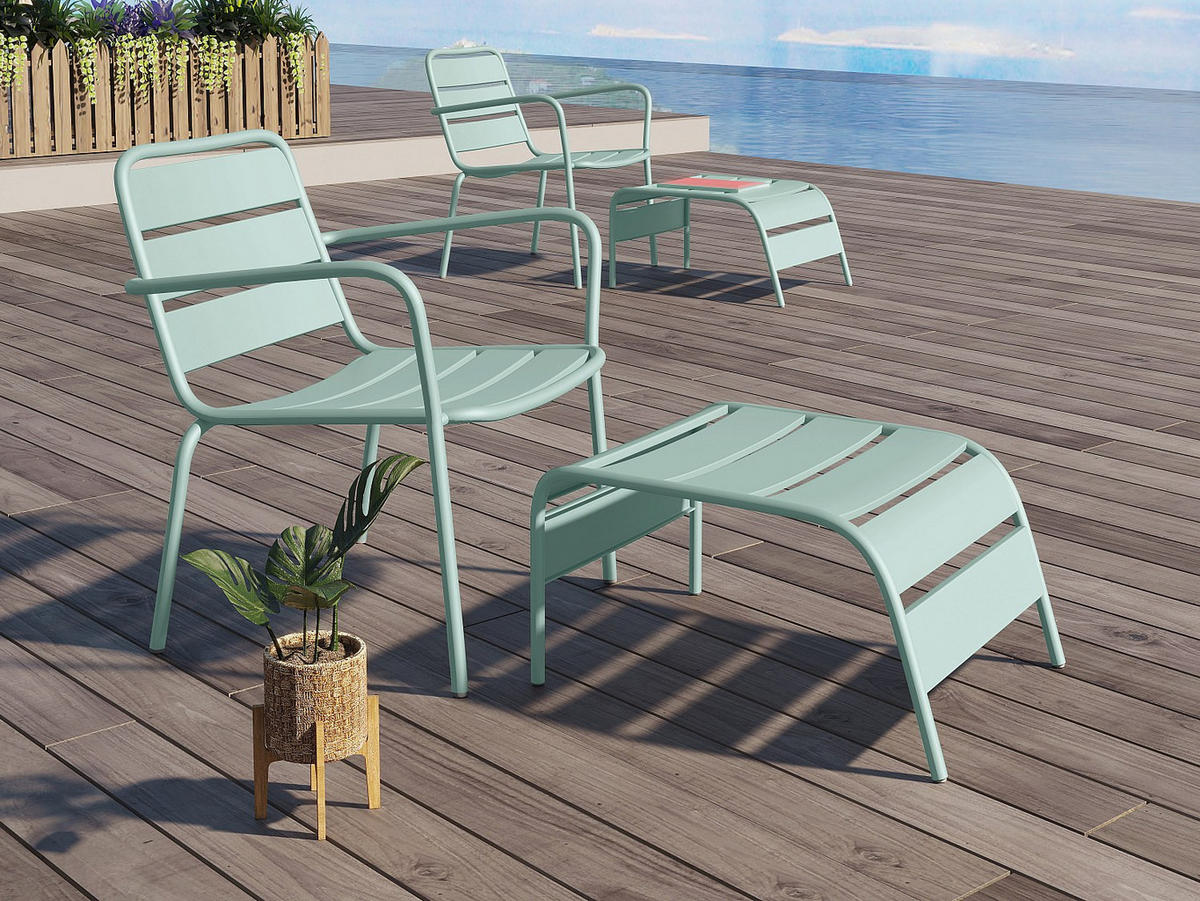 FUSSBANK - 51 x 60 x 32 cm - Metall - Hellgrün - MIRMANDE von MYLIA - Mintgrün, Metall (61.5/33/50cm) - Vente-Unique