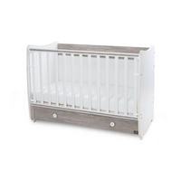 BABYBETT Dream NEW 120 weiß grau 120 x 60 cm, Schaukelbett, Schreibtisch, Hubgitter, 2 Höhenpositionen - Grau, Holzwerkstoff (60/120cm) - Lorelli