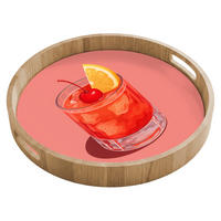 SERVÍROVACÍ PODNOS Sklenice - Kostky ledu - Citron - Třešeň 40x40 cm - růžová, dřevo (40/5/5cm) - OnlyWow
