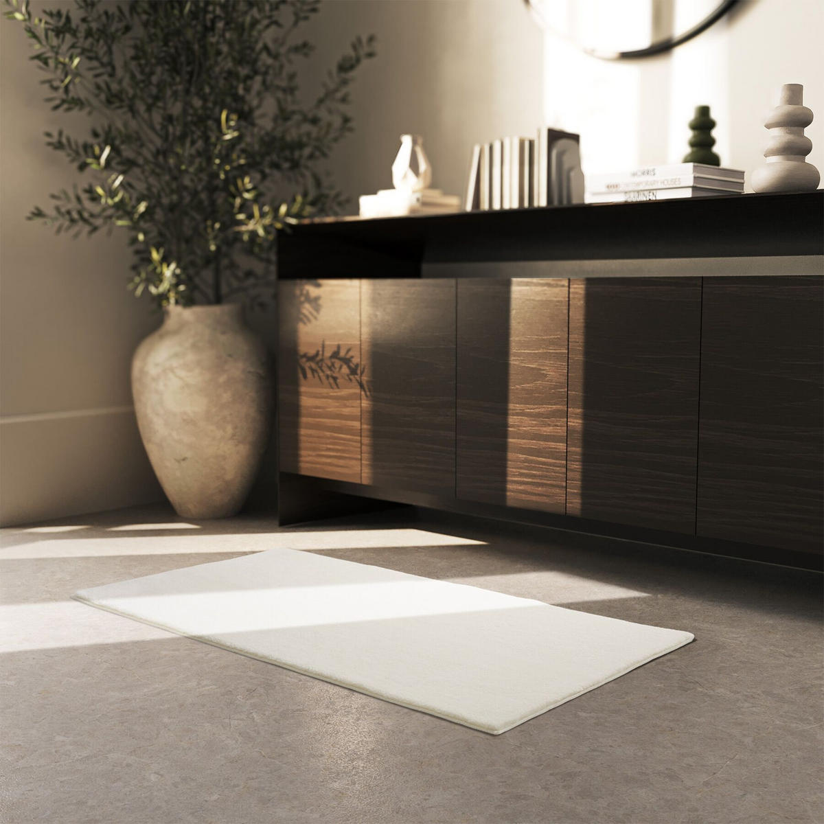 KURZFLORTEPPICH Soft Zone,rutschfeste Unterseite,creme - Creme, Kunststoff (110/60cm) - tectake