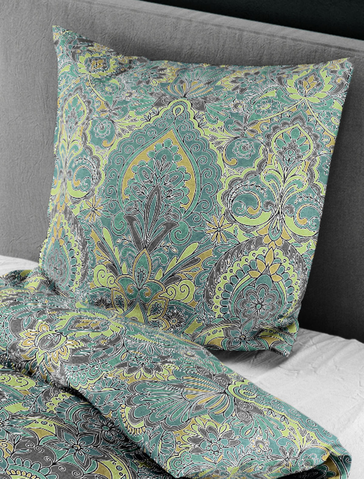 BETTWÄSCHE Mako-Satin 3846 - Grün, Textil (155/220cm) - Bierbaum