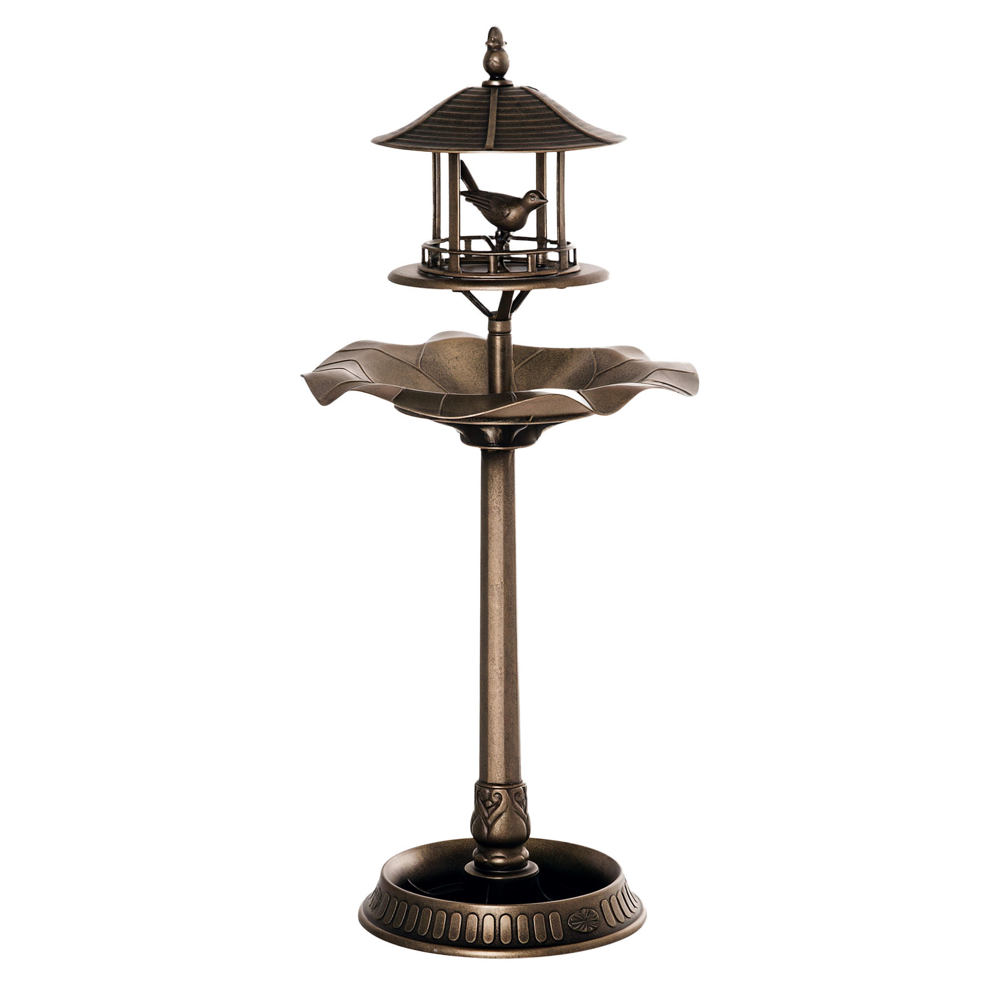 VOGELBAD DE-13737 3-in-1 mit Vogeltränke und Pflanzschale Bronze - Bronzefarben, Kunststoff (50/113/50cm) - ComfortXL