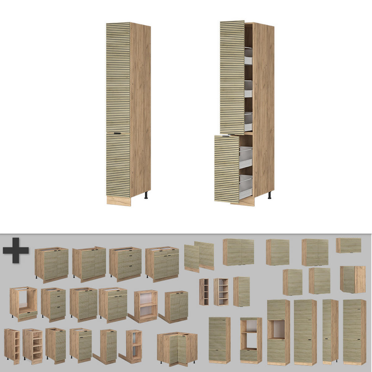 APOTHEKERSCHRANK Fame-Line Eiche Paneel 30 cm - Honigeiche/Hellbraun, Holzwerkstoff (30/206.8/58cm) - Vicco