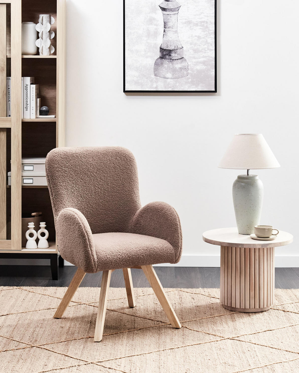 SESSEL Bouclé Braun Bjarn - Braun, Textil (60/90/55cm) - Beliani