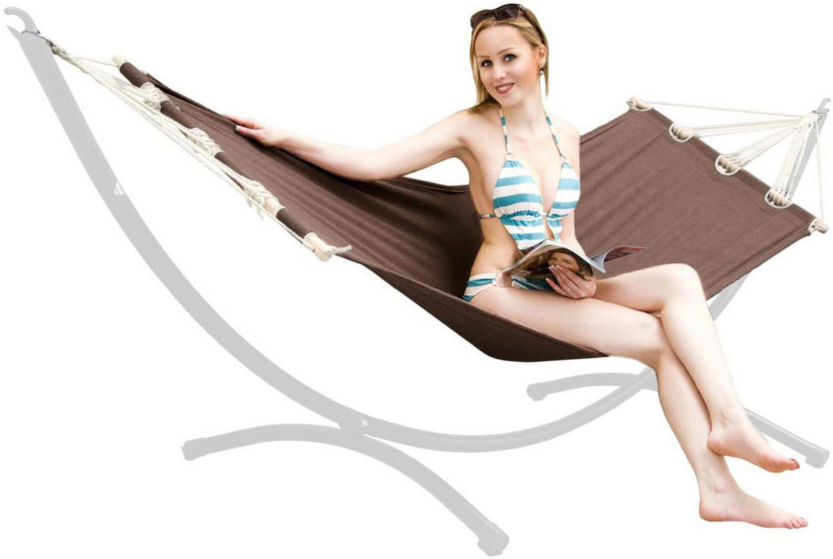HÄNGEMATTE für 1 Person bis 100kg, 190/80 cm, braun - Braun, Textil (80/2.5/300cm) - Amanka