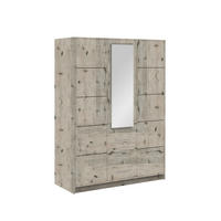 DREHTÜRENSCHRANK ELISE 147/200/57,5 cm 3-türig mit Spiegel Eichefarben - Eichefarben, Holzwerkstoff (147/200/57.5cm) - MASSENO