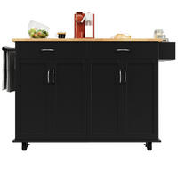 KÜCHENINSEL Schwarz 106/50/90,5 cm Klappbar fahrbar mit Schubladen - Schwarz, Holzwerkstoff (106/90.5/50cm) - PANGIVO