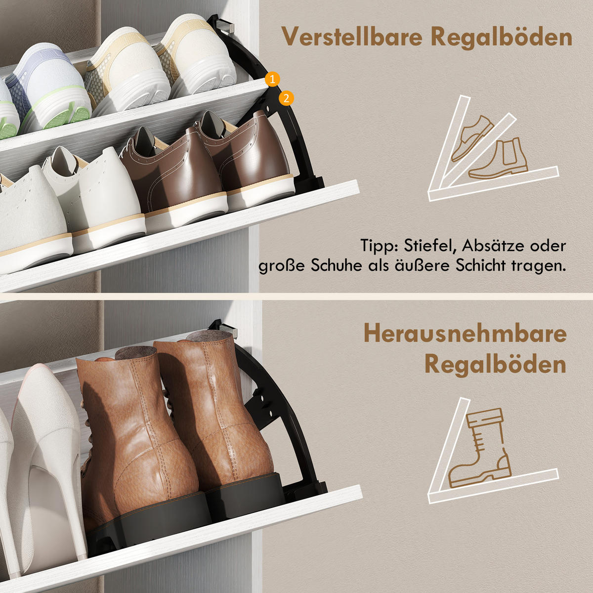 SCHUHSCHRANK aus MDF 89/25/92 cm Weiß - Weiß, Holzwerkstoff (25/92/89cm) - HOMCOM