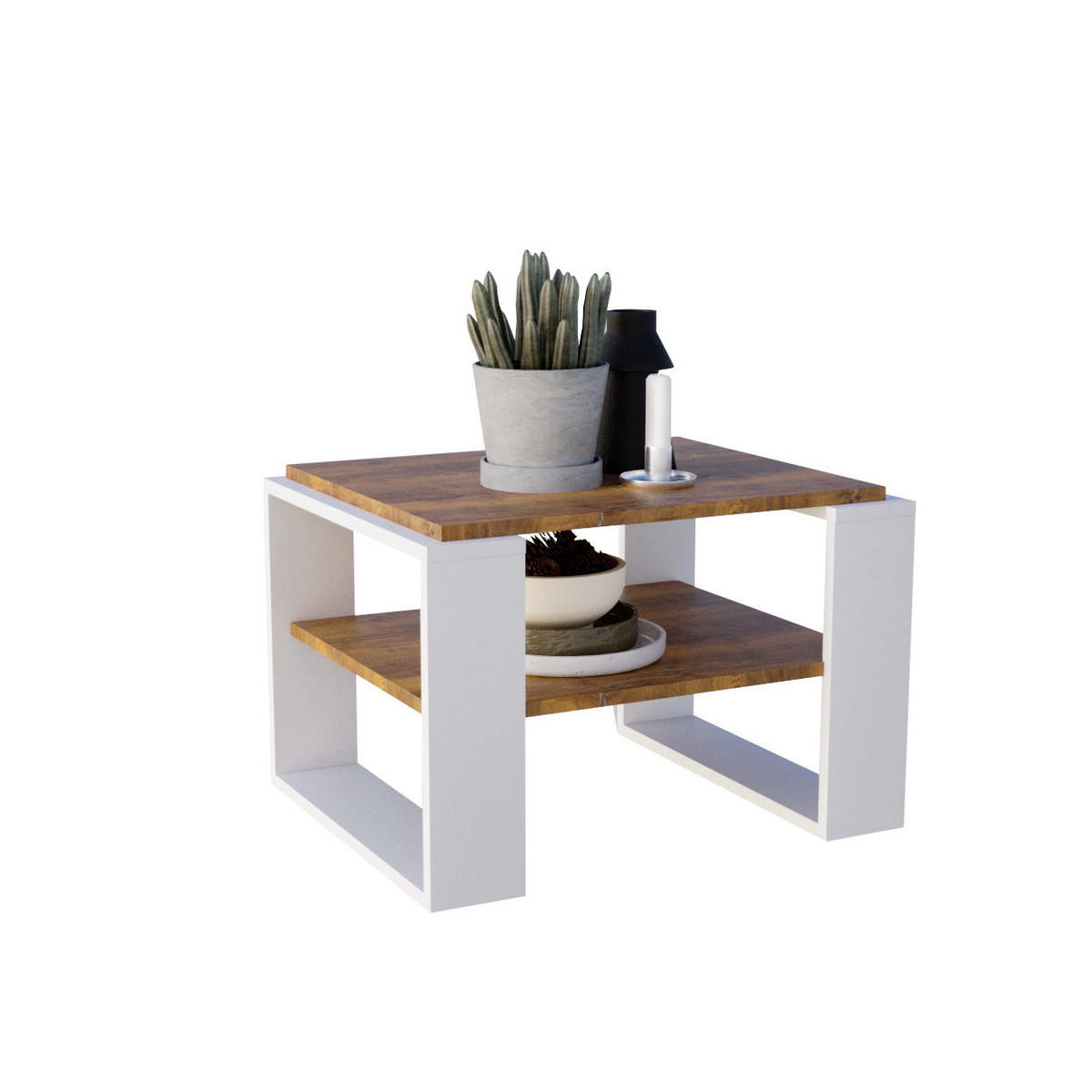 COUCHTISCH KAJA 61 - Alteiche/Weiß, Holz (54/61/44cm) - Mat-Haus