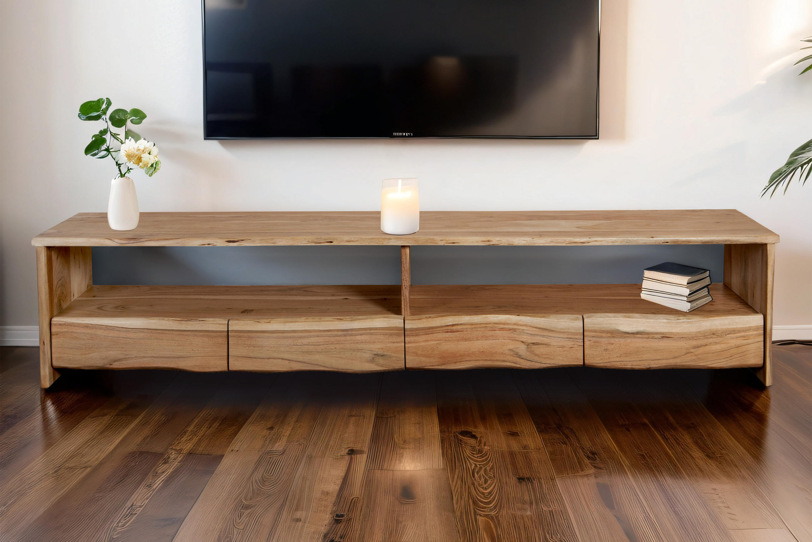 LOWBOARD DAHLIA - Beige/Naturfarben, Akazienholz/Holz (230/50/45cm) - SAM