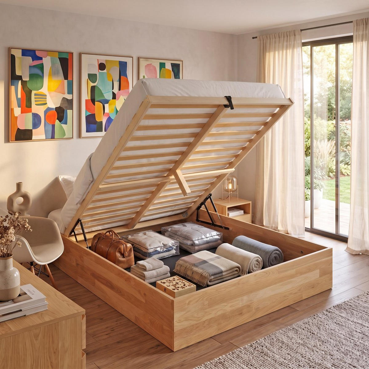MASSIVHOLZBETT mit Bettkasten/140x200cm BEN- Eiche geölt - Eichefarben, Holz (140/200cm) - Weber Industries