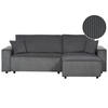 2-SITZER-ECKSOFA Cord graphitgrau rechtsseitig mit Schlaffunktion Abacka - Schwarz/Grau, Textil (247/147cm) - Beliani