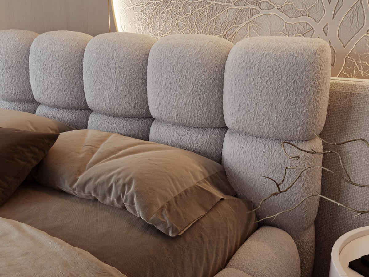 POLSTERBETT Modo 180x200 Bouclé-Stoff Grau - Grau, Textil (180/200cm) - Graingold