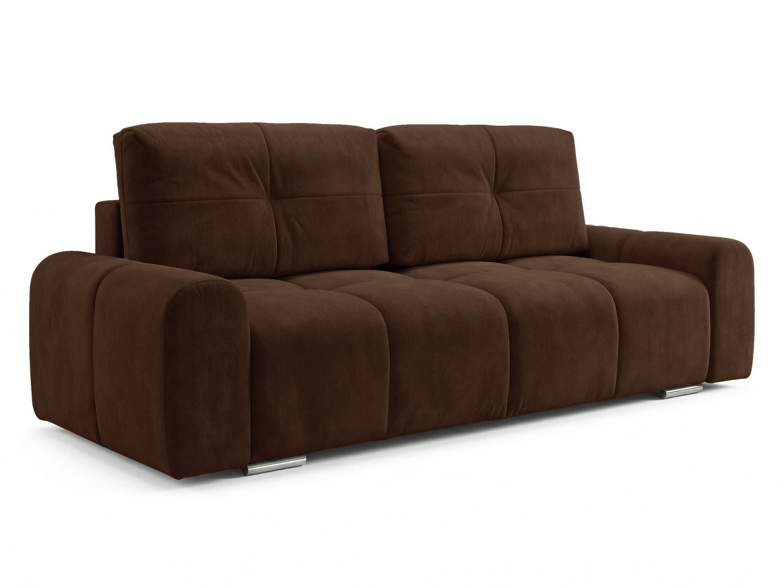 SCHLAFSOFA Fluffy - Braun (Vibe 26) - Chromfarben/Braun, Holz/Kunststoff (245/100/99cm) - Sofnet