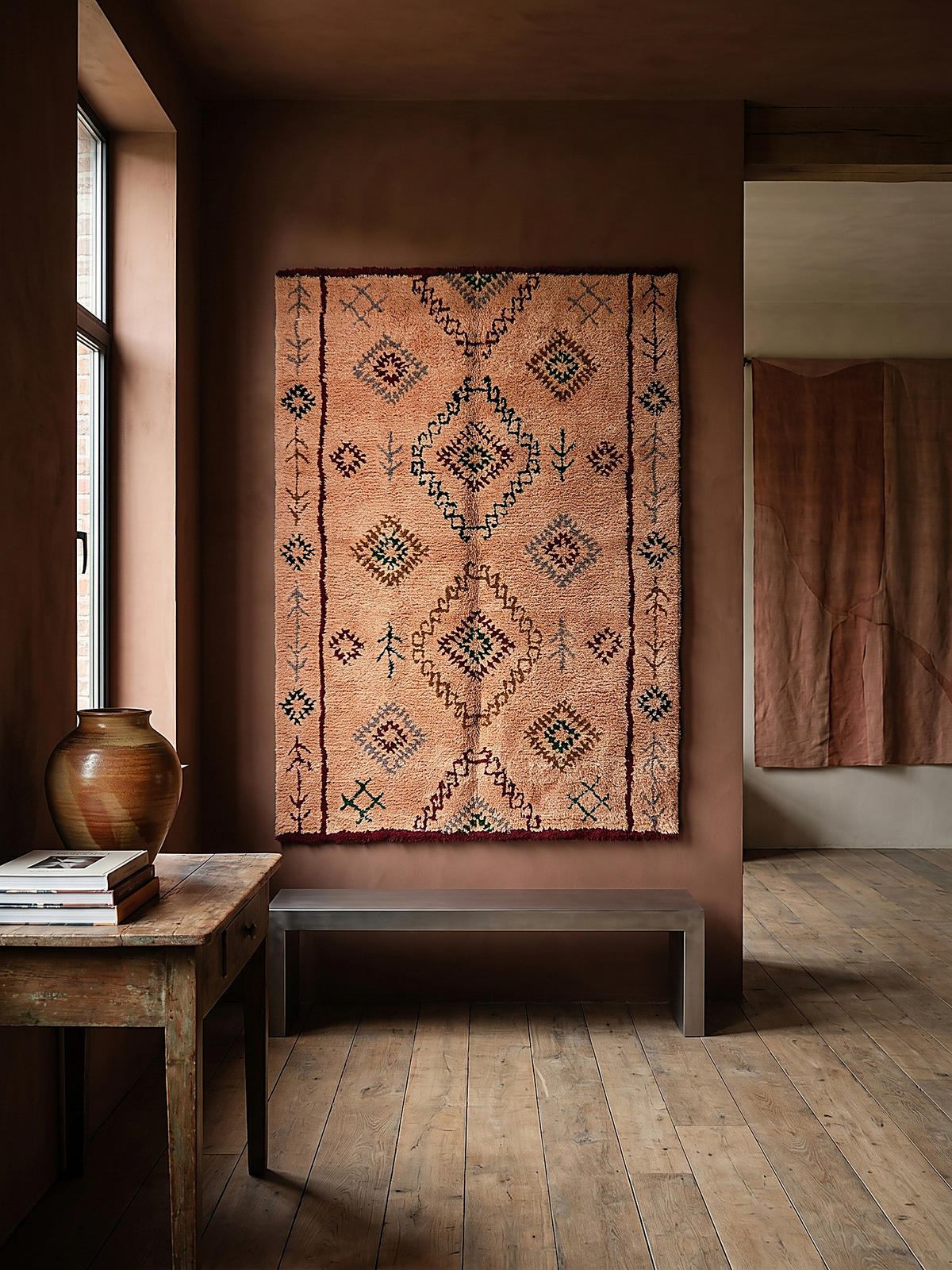 WOLLTEPPICH Hochflor Rauten, Ethno (Berber), Schlafzimmer Pfirsich Rechteckig 160x230 - Orange, Textil (160/230cm) - KADIMA DESIGN