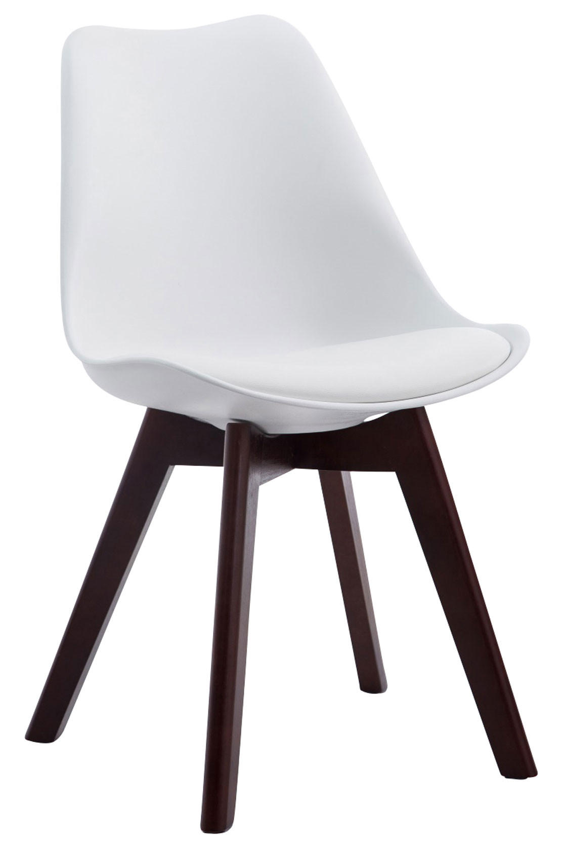 STUHL Lederlook Weiß - Walnussfarben/Weiß, Holz/Textil (48/84/41.5cm) - CLP
