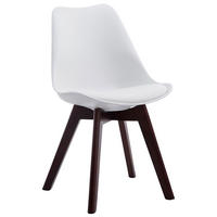 STUHL Lederlook weiß - Walnussfarben/Weiß, Holz/Textil (48/84/41.5cm) - CLP