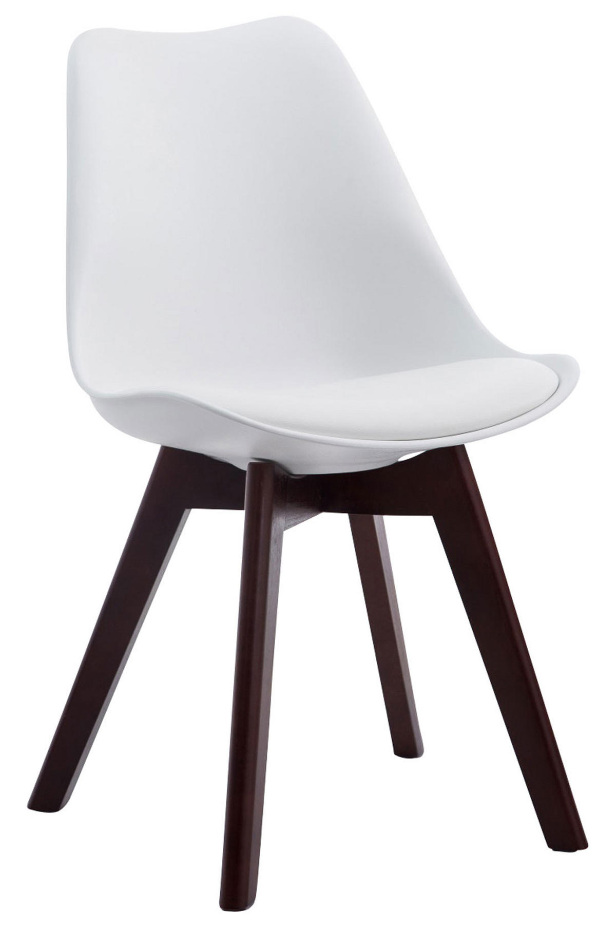 STUHL Lederlook weiß - Walnussfarben/Weiß, Holz/Textil (48/84/41.5cm) - CLP