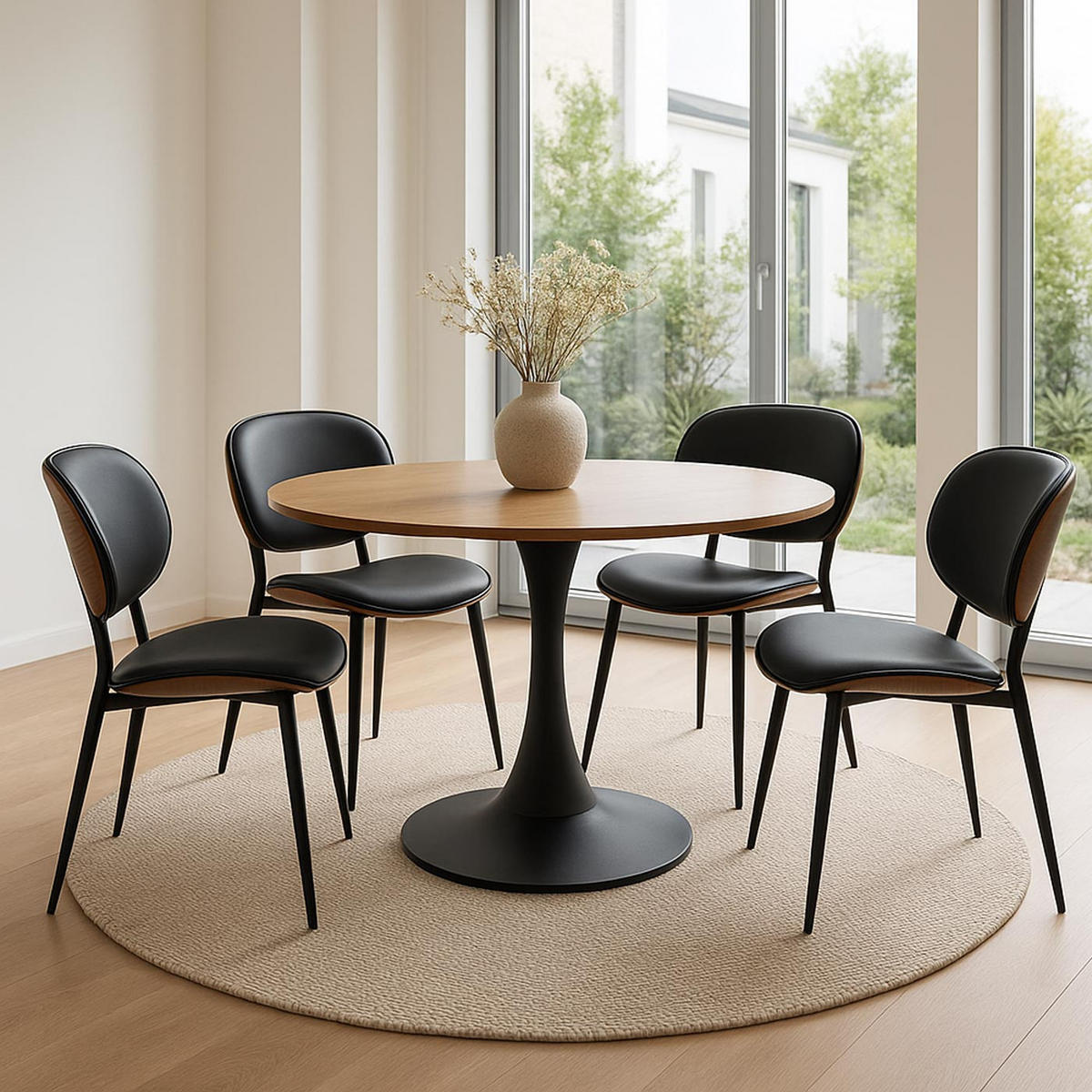 ESSZIMMERSTUHL Walnuss Dekor, Schwarz - Walnussfarben/Schwarz, Textil (50/80/51cm) - MCW