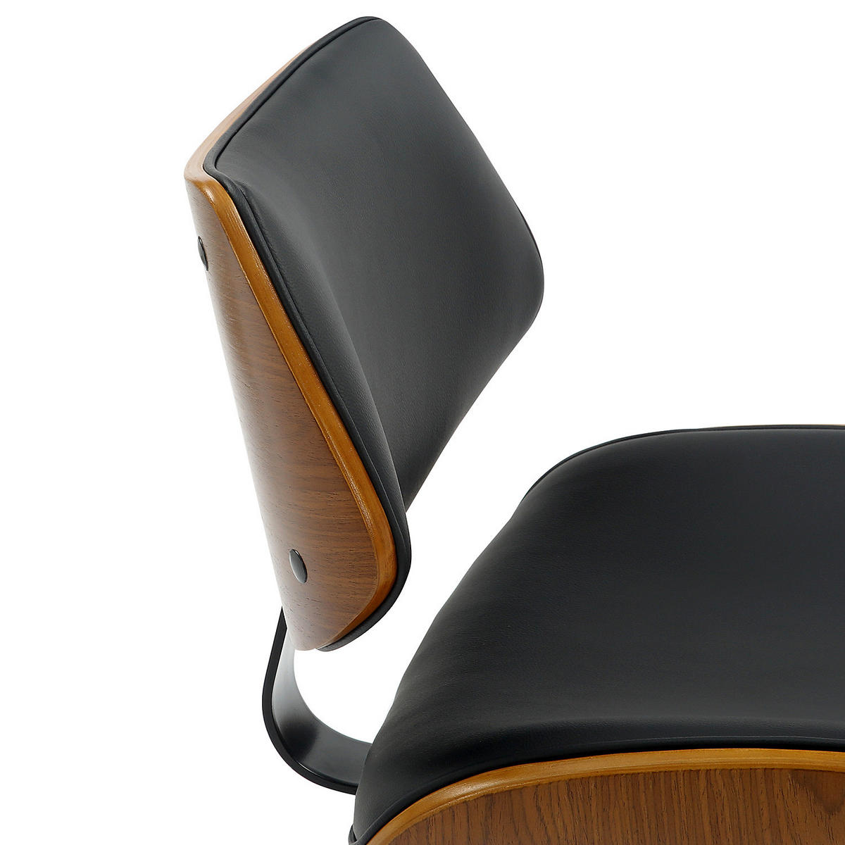 BÜROSTUHL - Kunstleder / Pappel teilmassiv - Schwarz / Pappel Dunkel - Schwarz, Holz/Kunststoff (48/74/51cm) - home24