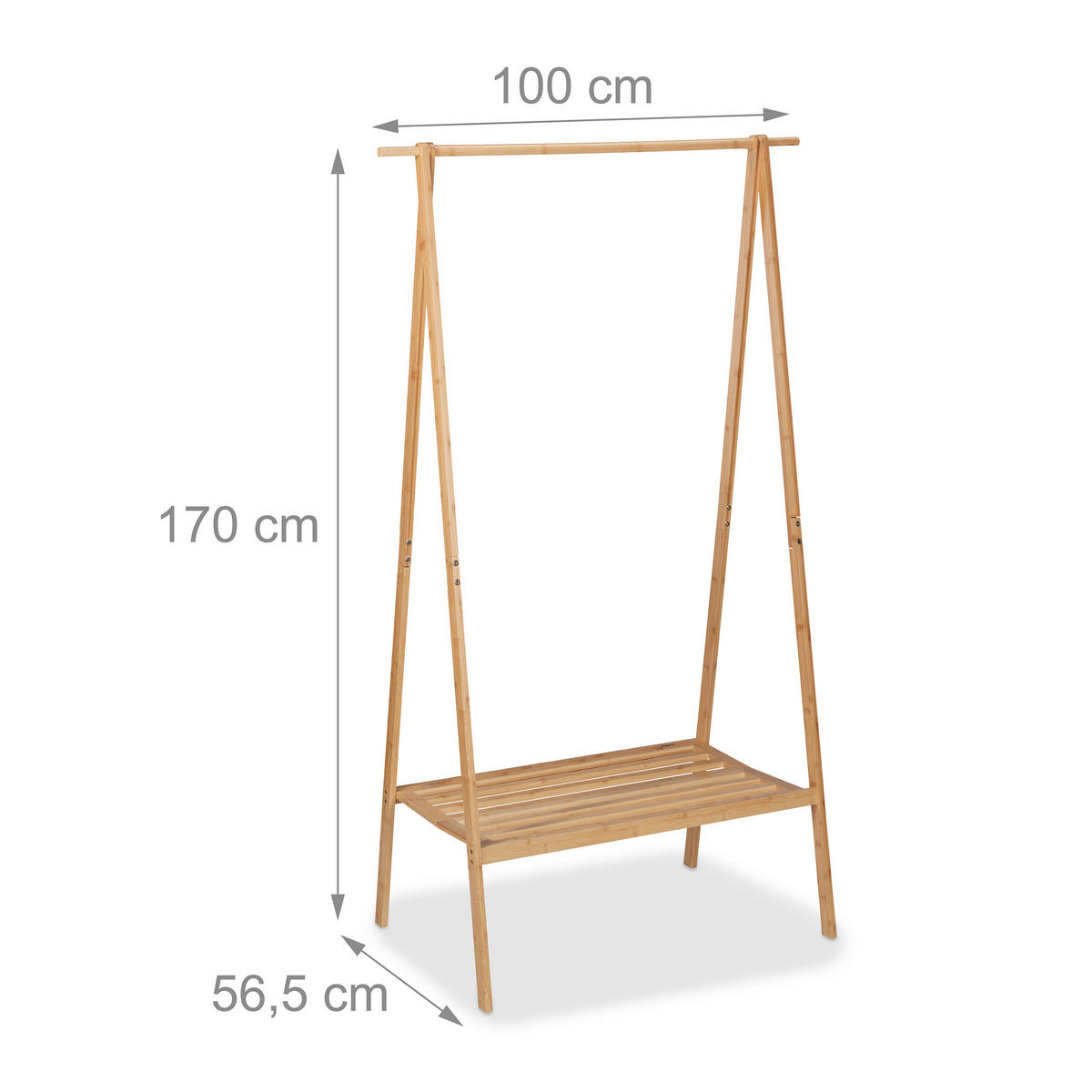 KLEIDERSTÄNDER - Hellbraun, Holz (100/170/56.5cm) - Relaxdays