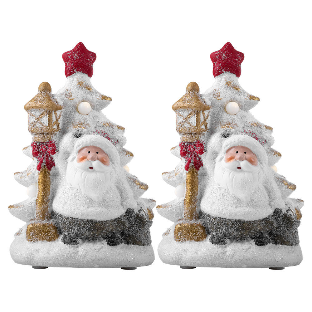 LED DEKOFIGUR Weihnachtsmann Bunt 2er Set - Multicolor, Kunststoff (14.5/12/22cm) - Globo Lighting