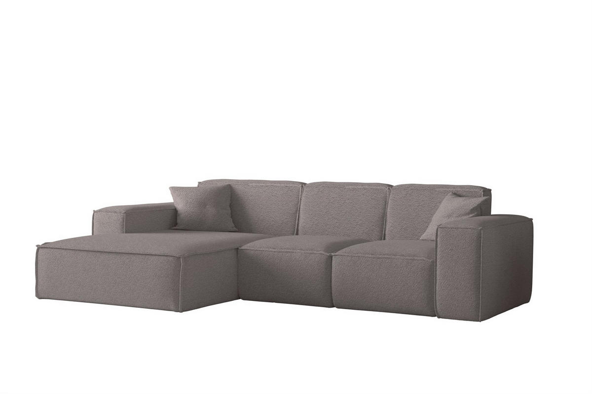 ECKSOFA Ottom Celes Premium Ascot Bukla - Taupe, Holzwerkstoff/Textil (266/165cm) - Fun Möbel