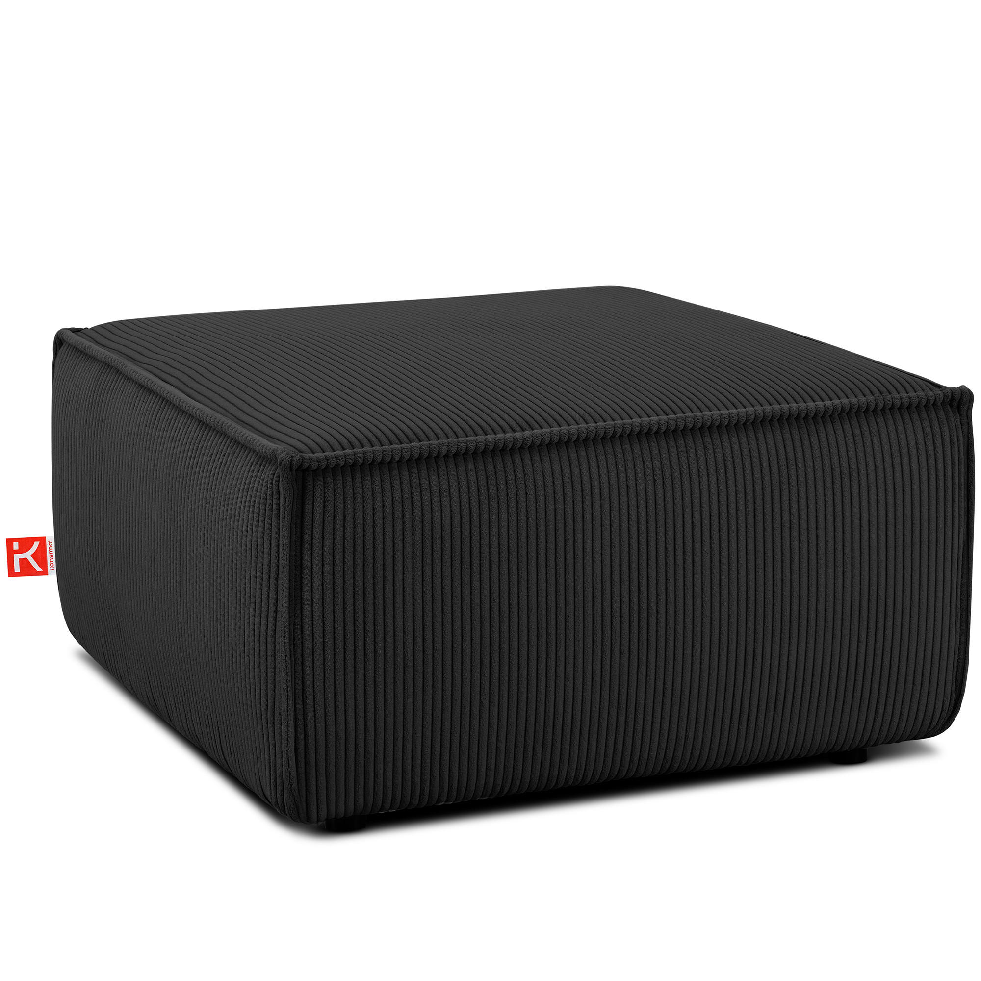 SITZPOUF NAPI gefederte Sitzfläche, dunkelgrau - Dunkelgrau/Schwarz, Textil (83/45/83cm) - KONSIMO®
