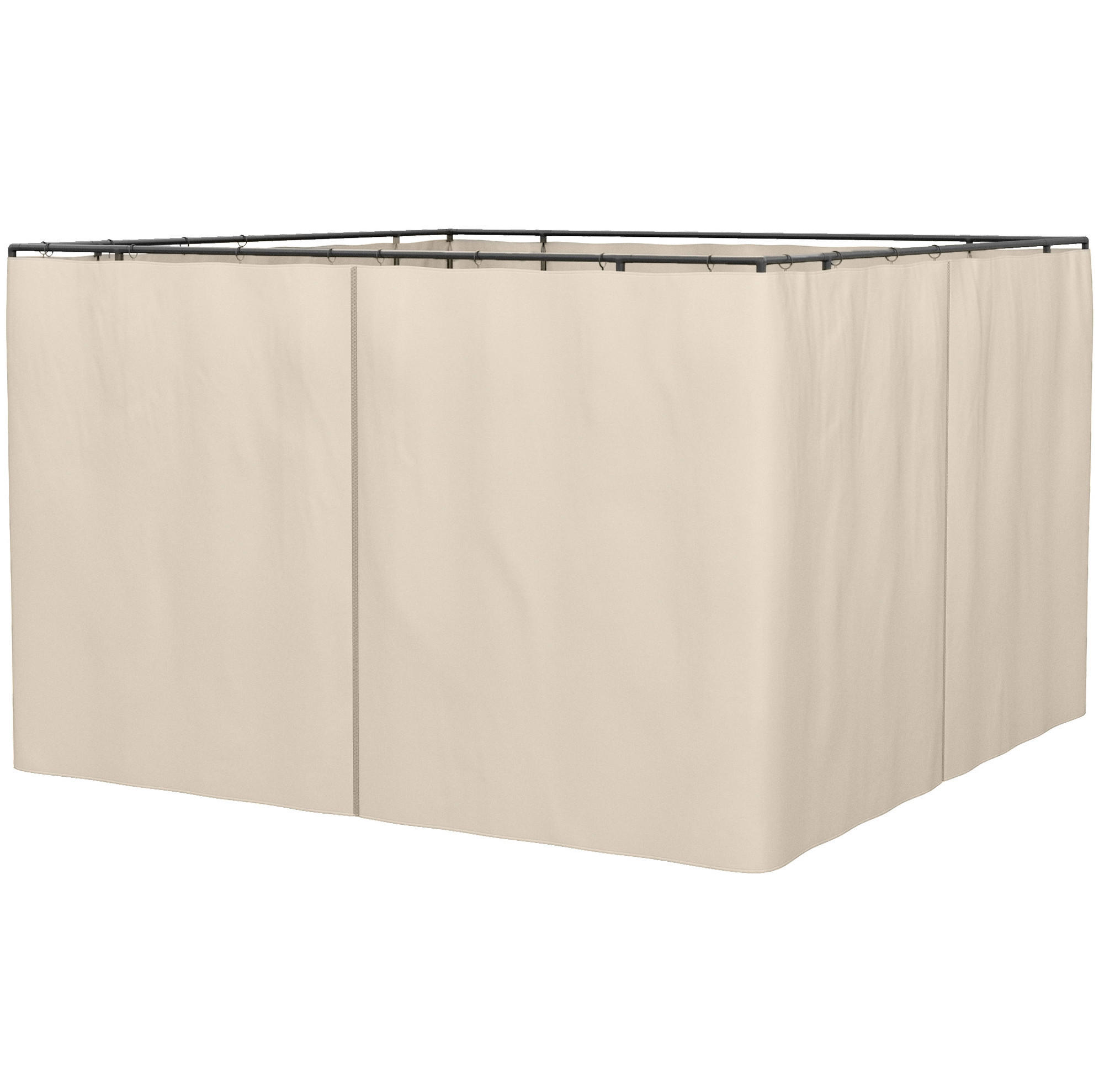 PAVILLON-SEITENTEILE 302/205 cm mit Reißverschluss, Haken und C-Ringen, wetterbeständig, Beige - Beige, Textil (205/1/302cm) - Redom