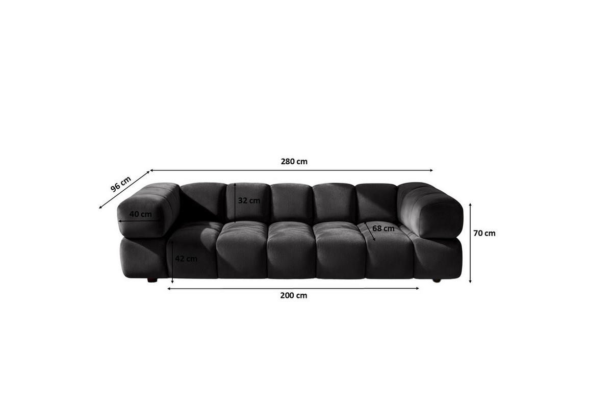 SOFA 4-Sitzer, Couch, Veloursstoff Bluvel, Schwarz, Averro - Schwarz, Holz (280/70/96cm) - Kaiser Möbel