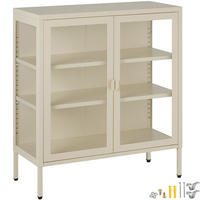 METALLVITRINE Baker, Kippschutz, höhenverstellbare Füße, creme - Creme, Metall (80/90.5/37cm) - tectake