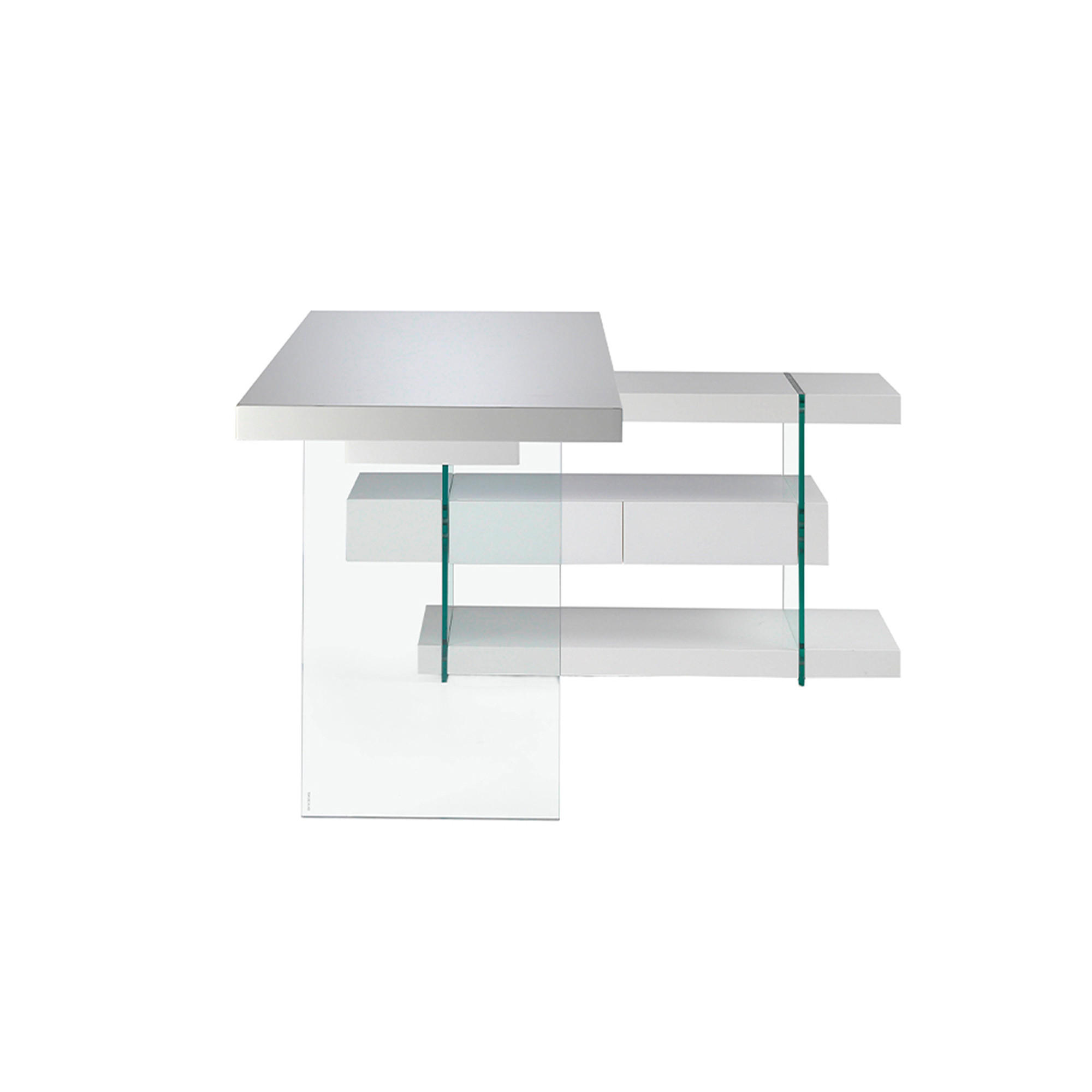 SCHREIBTISCH Rechteckig Glas Weiß 140/127/75 cm - Transparent/Weiß, Glas/Holz (127/140/75cm) - ANGEL CERDA