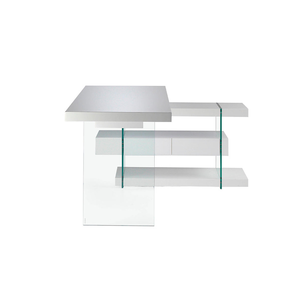 SCHREIBTISCH Rechteckig Glas | Weiß 140/127/75 cm - Transparent/Weiß, Glas/Holz (127/140/75cm) - ANGEL CERDA