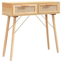 KONSOLENTISCH Braun 80x30x75 cm Massivholz Kiefer Natur-Rattan - Braun, Holz (80/30/75cm)