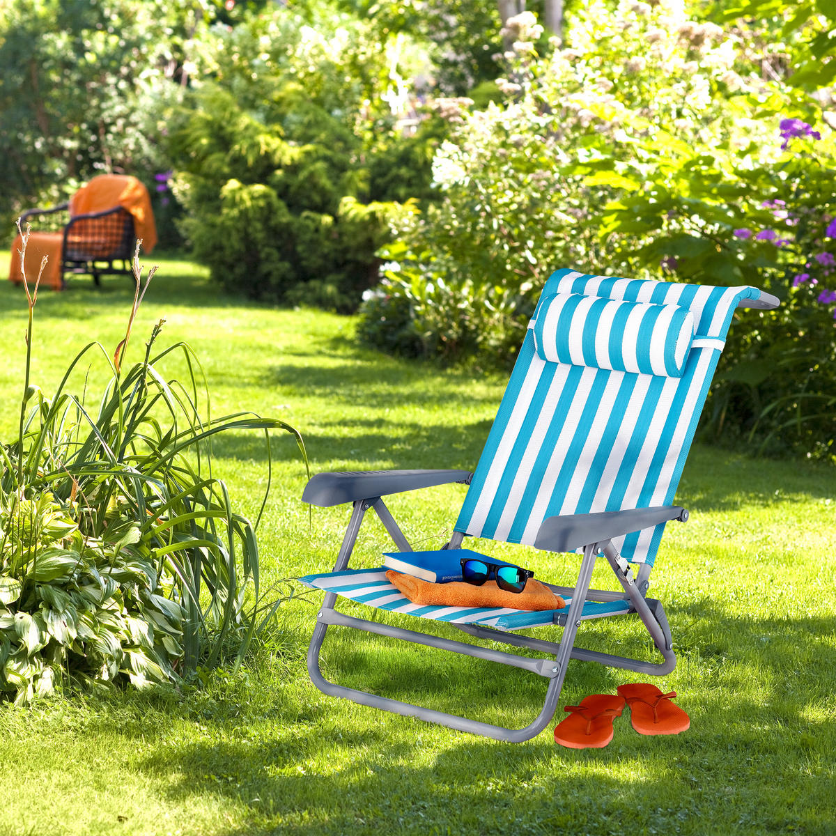 KLAPPLIEGESTUHL - Multicolor, Kunststoff/Textil (59/78/85cm) - Relaxdays