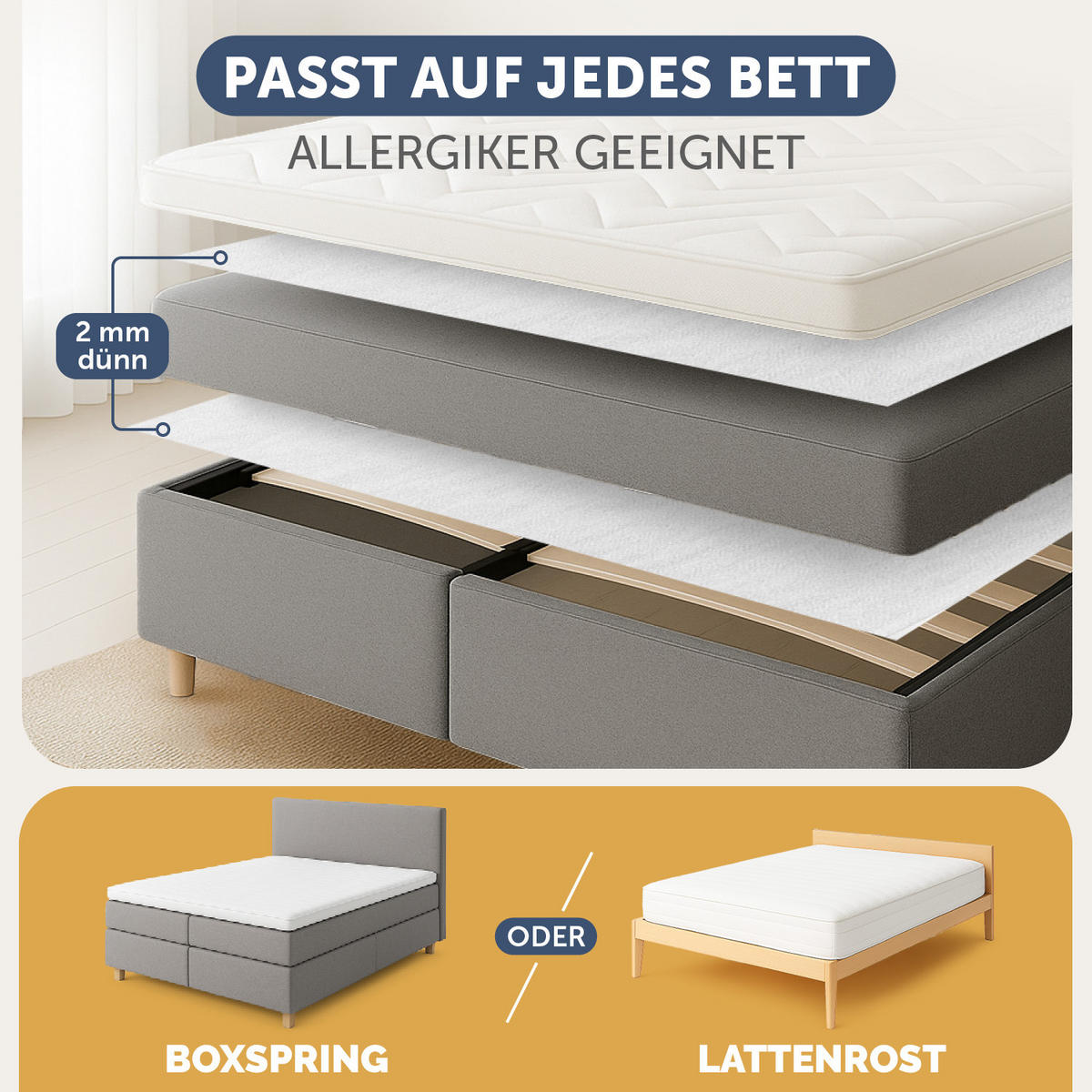 MATRATZENUNTERLAGE FÜR LATTENROST 90x200cm - Weiß, Kunststoff/Textil (90/200cm) - Blumtal