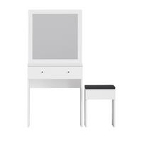 FRISIERTISCH mit 1 Schublade, Spiegel und Holzhocker - Liss - Weiss - Weiß, Holz (65/139/35cm) - Drawer