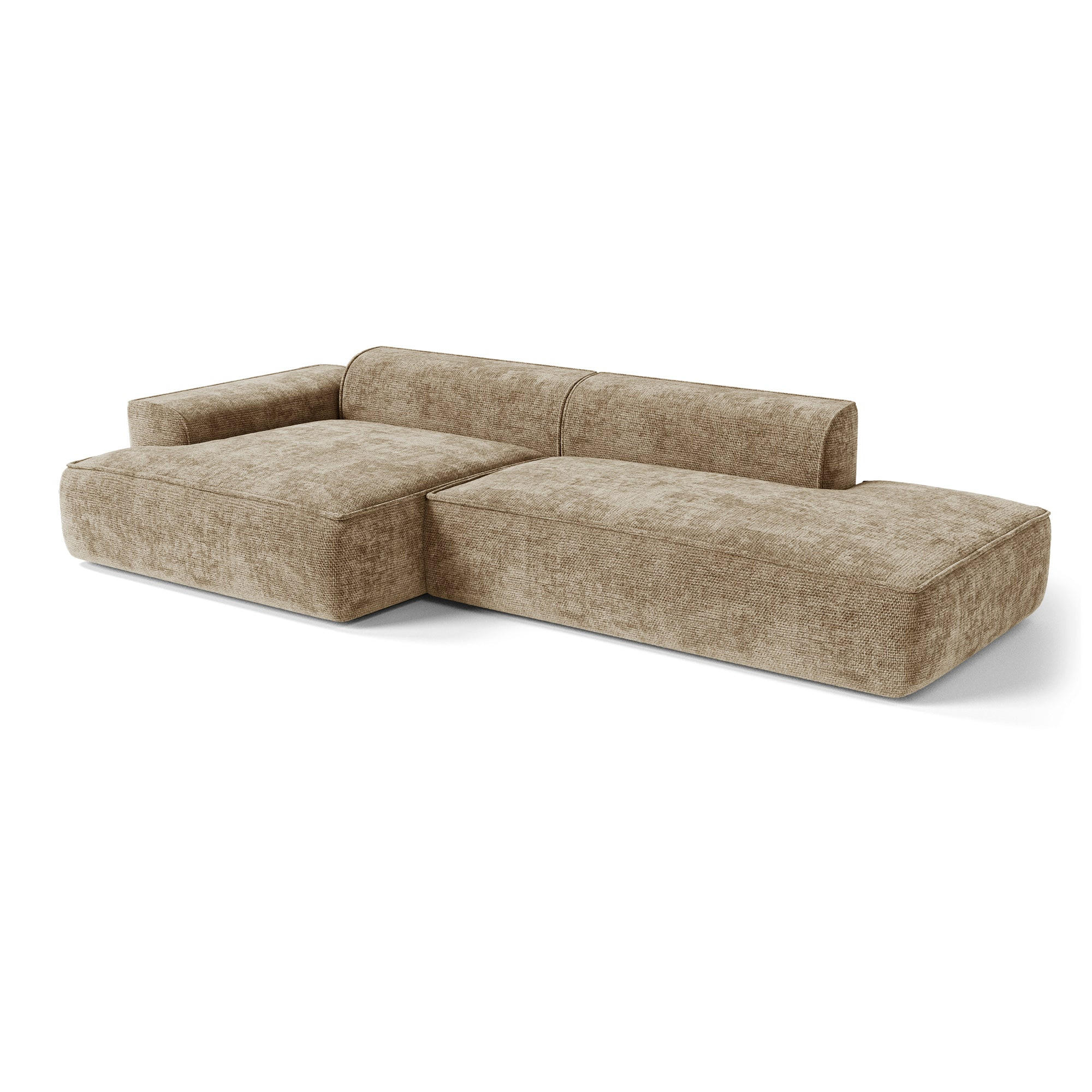 ECKSOFA (links) HANA Strick-Samt Taupe 300cm - Taupe, Textil (300/155cm) - Premium Interiors