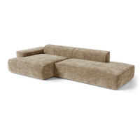 ECKSOFA (links) HANA Strick-Samt Taupe 300cm - Taupe, Textil (300/155cm) - Premium Interiors