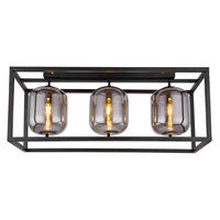 LED DECKENLEUCHTE BLACKY Metall Schwarz Glas - Schwarz, Holz (77.5/25/32.5cm) - Globo Lighting