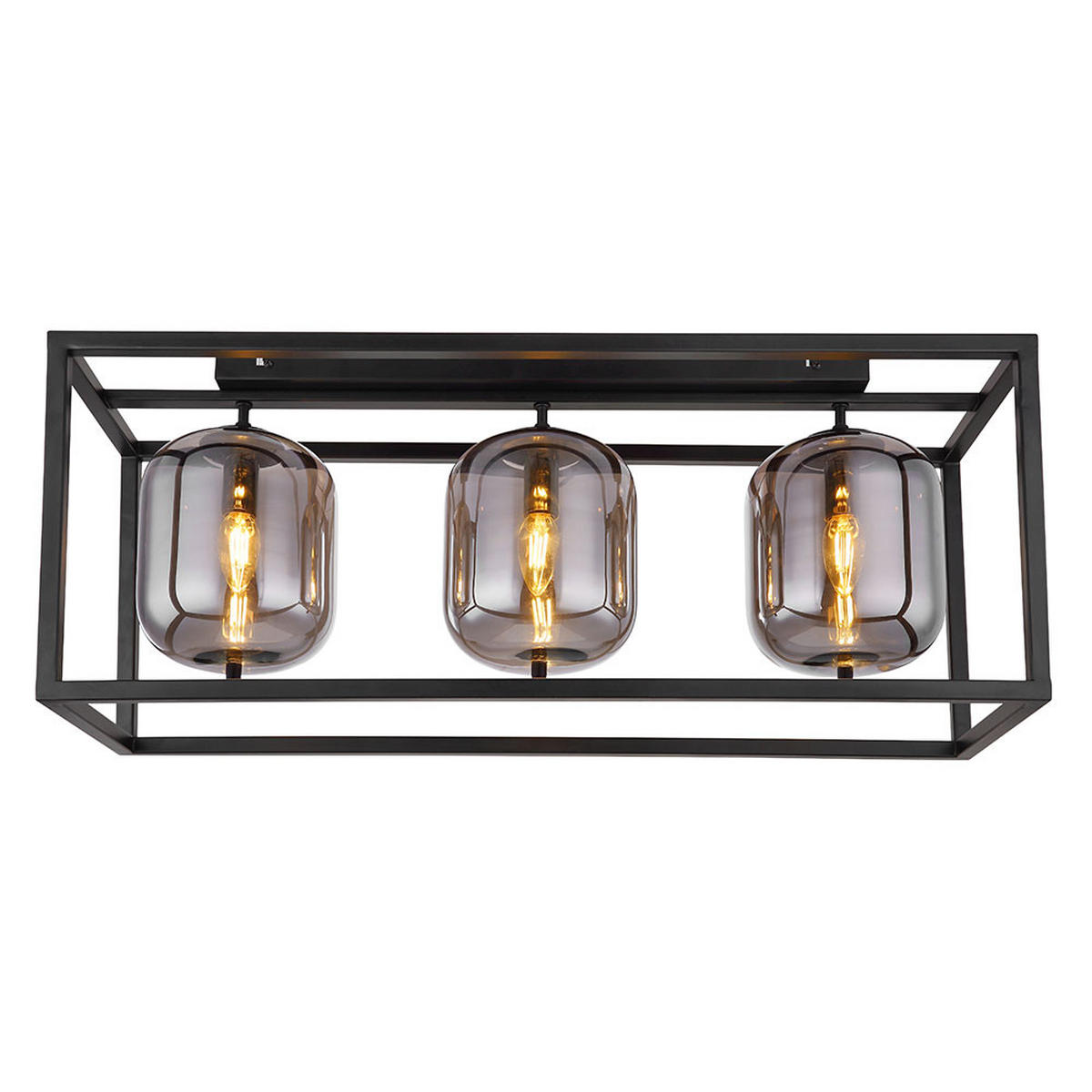 LED DECKENLEUCHTE BLACKY Metall Schwarz Glas - Schwarz, Holz (77.5/25/32.5cm) - Globo Lighting