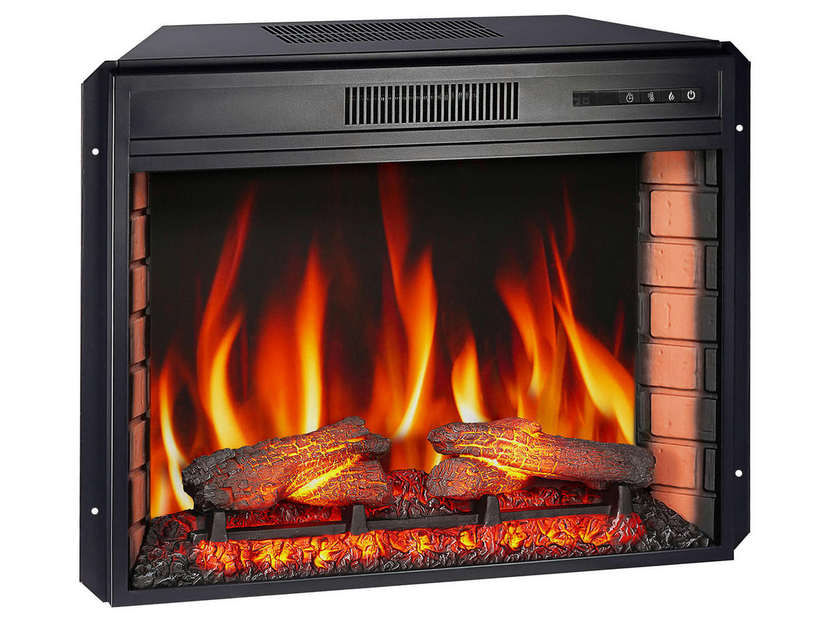 EINBAU-ELEKTROKAMINEINSATZ AF28S – Breite 77 cm, 3D-Flammeneffekt, Panoramaglas, Heizfunktion - Schwarz, Glas/Metall (76.8/60.5/19.5cm) - ArtiFlame